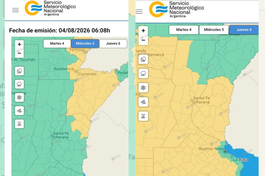 El SMN emitió un alerta amarillo por tormentas intensas en Entre Ríos