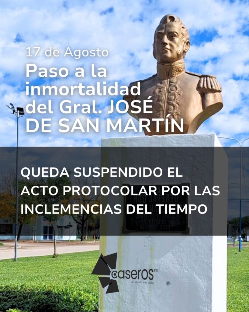 Caseros: suspenden el acto conmemorativo a San Martín por inclemencias climáticas