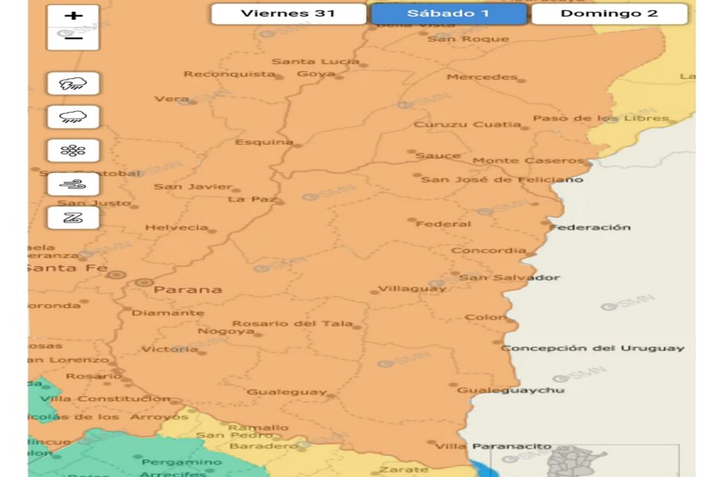 Alerta naranja por tormentas fuertes en toda la provincia durante el fin de semana