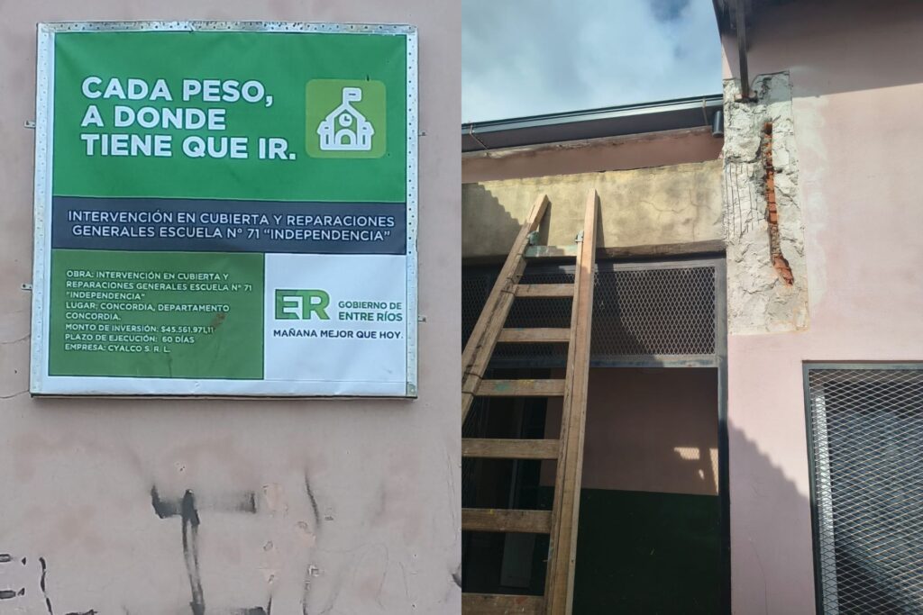 Avanzan las obras de infraestructura en la Escuela N° 71 de Concordia