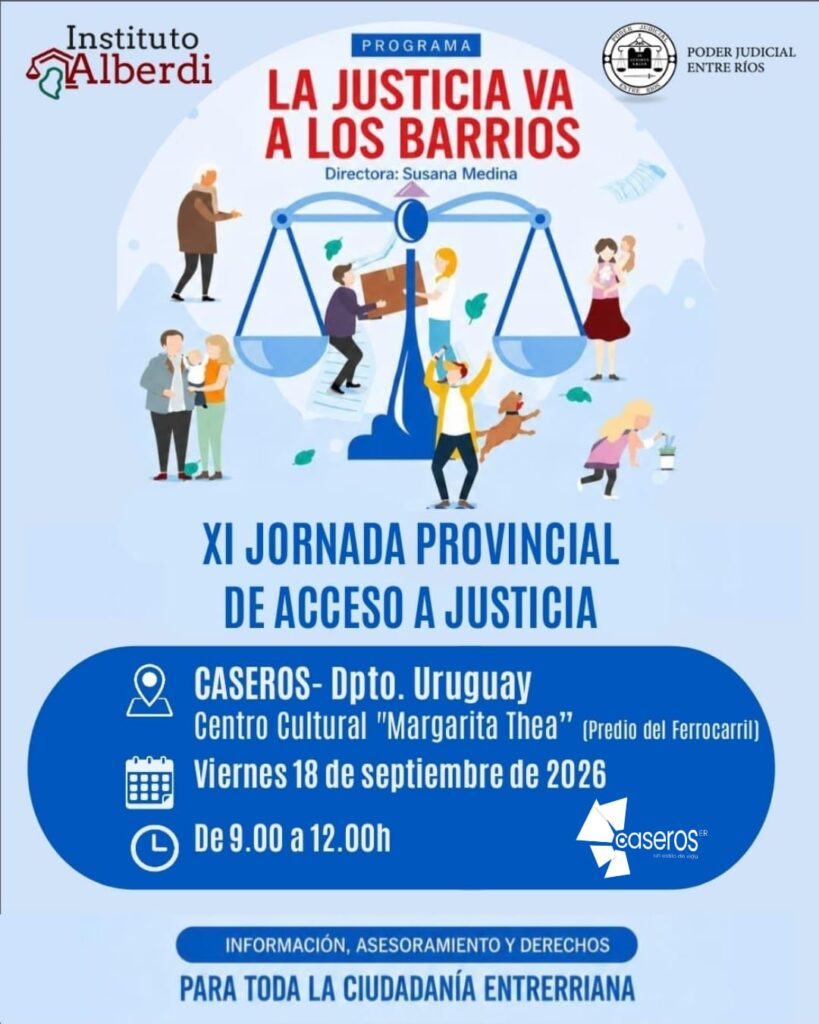 Caseros será sede de la XI Jornada de Acceso a la Justicia del programa "La Justicia va a los barrios"