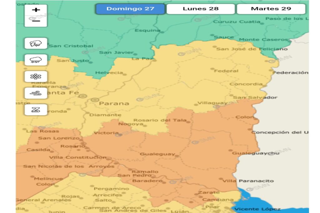 El alerta por tormentas se extiende hasta el martes en el territorio provincial